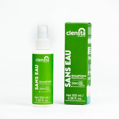 CLENSTA Shampoing Sans Eau 100ml Nettoyant Capillaire Sec Voyage Pratique Formule Innovante Cheveux Propres Sans Rinçage