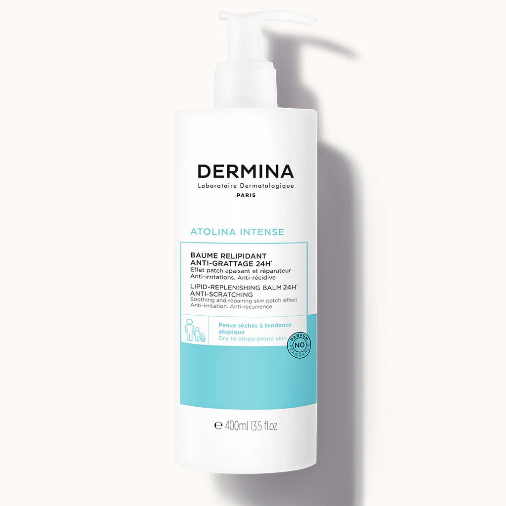 DERMINA Atolina Intense Baume Relipidant 400ml Soin Corps Hydratant Réparateur Peaux Atopiques