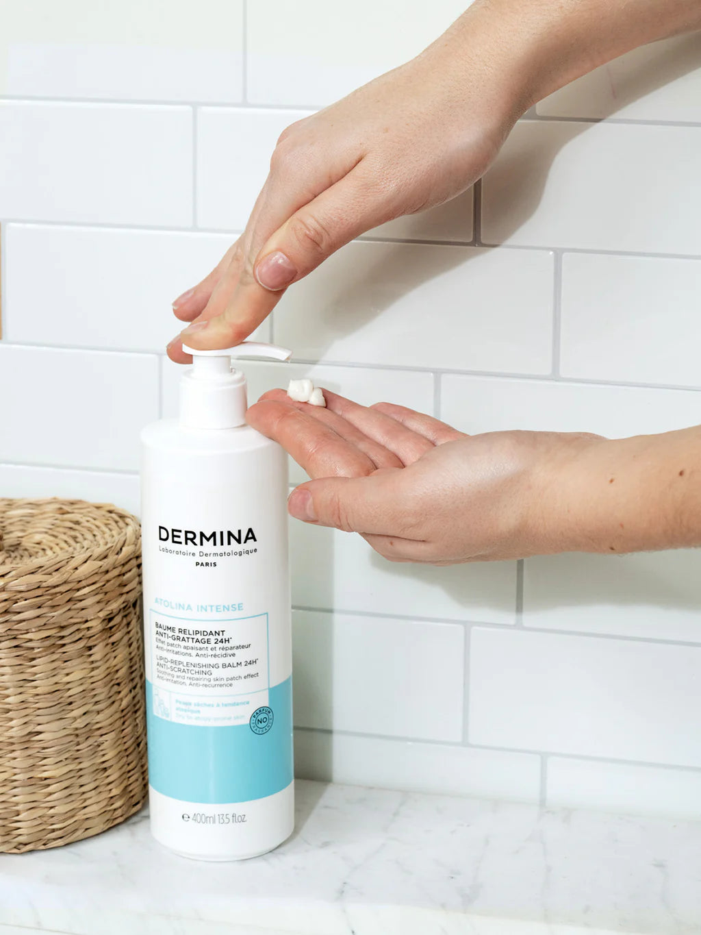 DERMINA Atolina Intense Baume Relipidant 400ml Soin Corps Hydratant Réparateur Peaux Atopiques