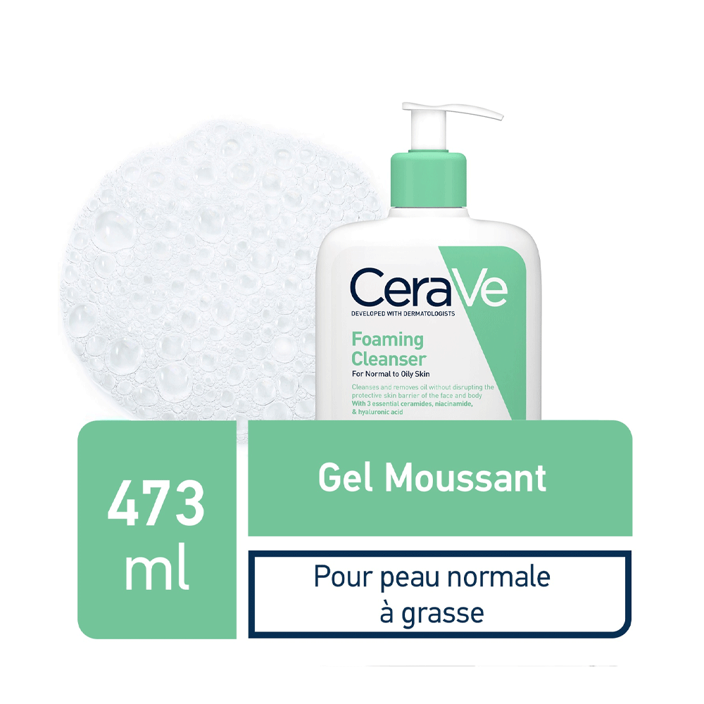 CERAVE Gel Nettoyant Moussant 473ml Purification Équilibre Peaux Normales à Grasses