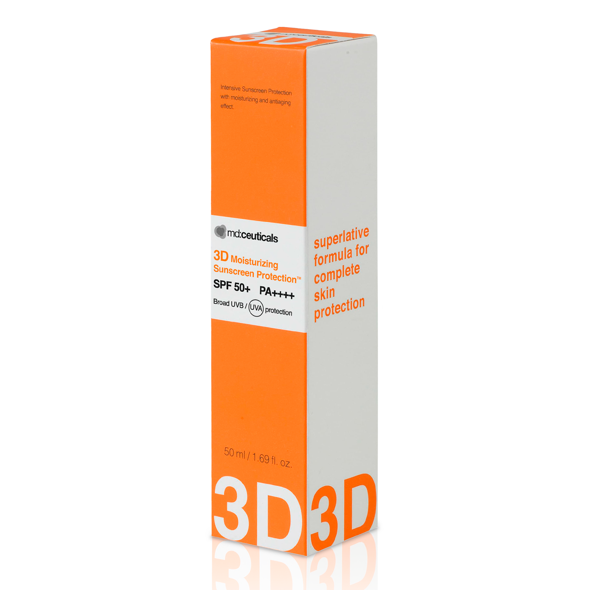 MD CEUTICALS 3D Sun Screen Protection SPF50+ 50ml Crème Solaire Haute Protection UVA UVB Antioxydants Filtres Physiques