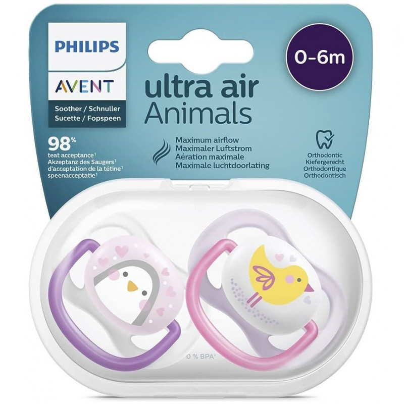 AVENT SUCETTE ULTRA AIR ANIMALS 0-6 – SCF080-06