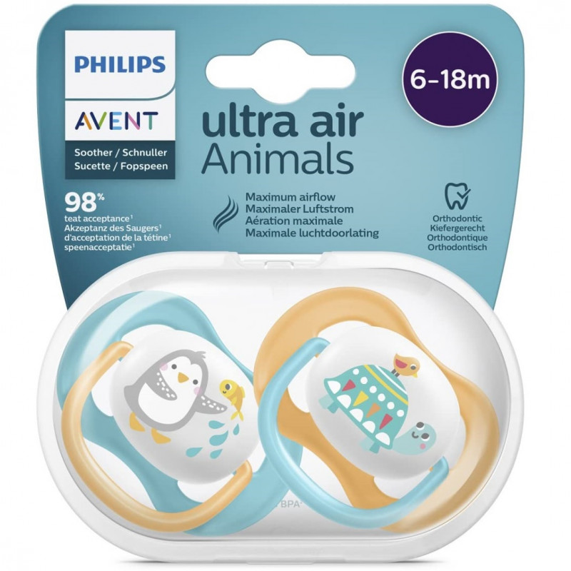 AVENT SUCETTE ULTRA AIR ANIMALS 6-18 – SCF080-07