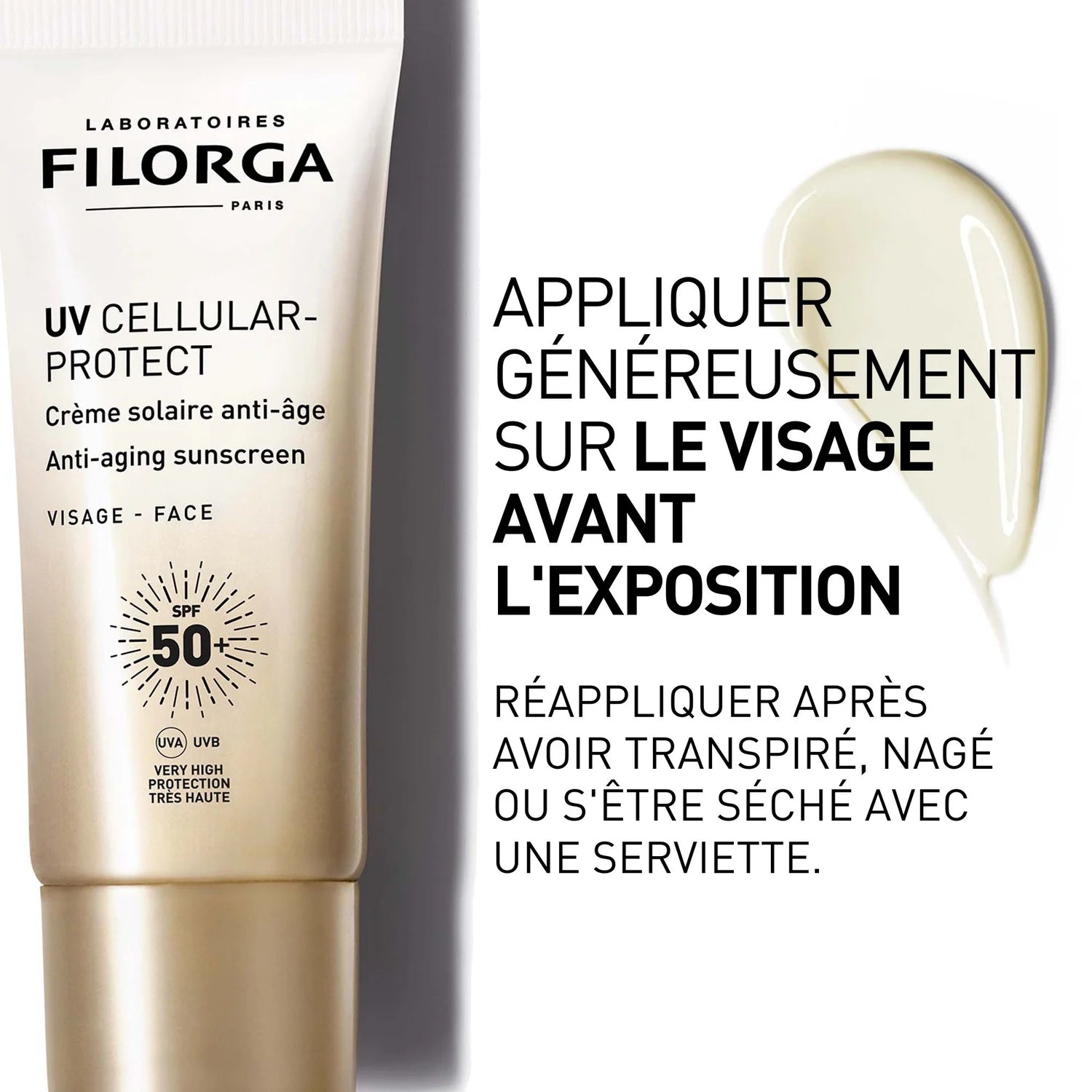 FILORGA UV-Cellular Protect Visage SPF50+ 40ml – Crème Solaire Visage Anti-Âge