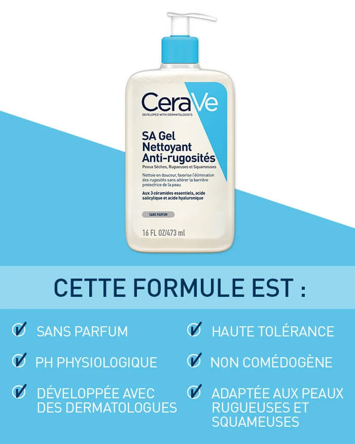 CERAVE SA Gel Nettoyant Anti-Rugosités Exfoliation Douce Acide Salicylique