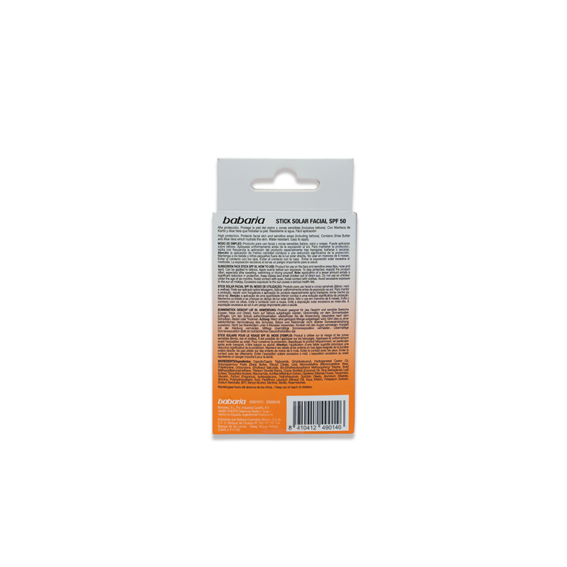 BABARIA Stick Solaire Visage SPF50 20g Protection Solaire Très Haute Application Ciblée